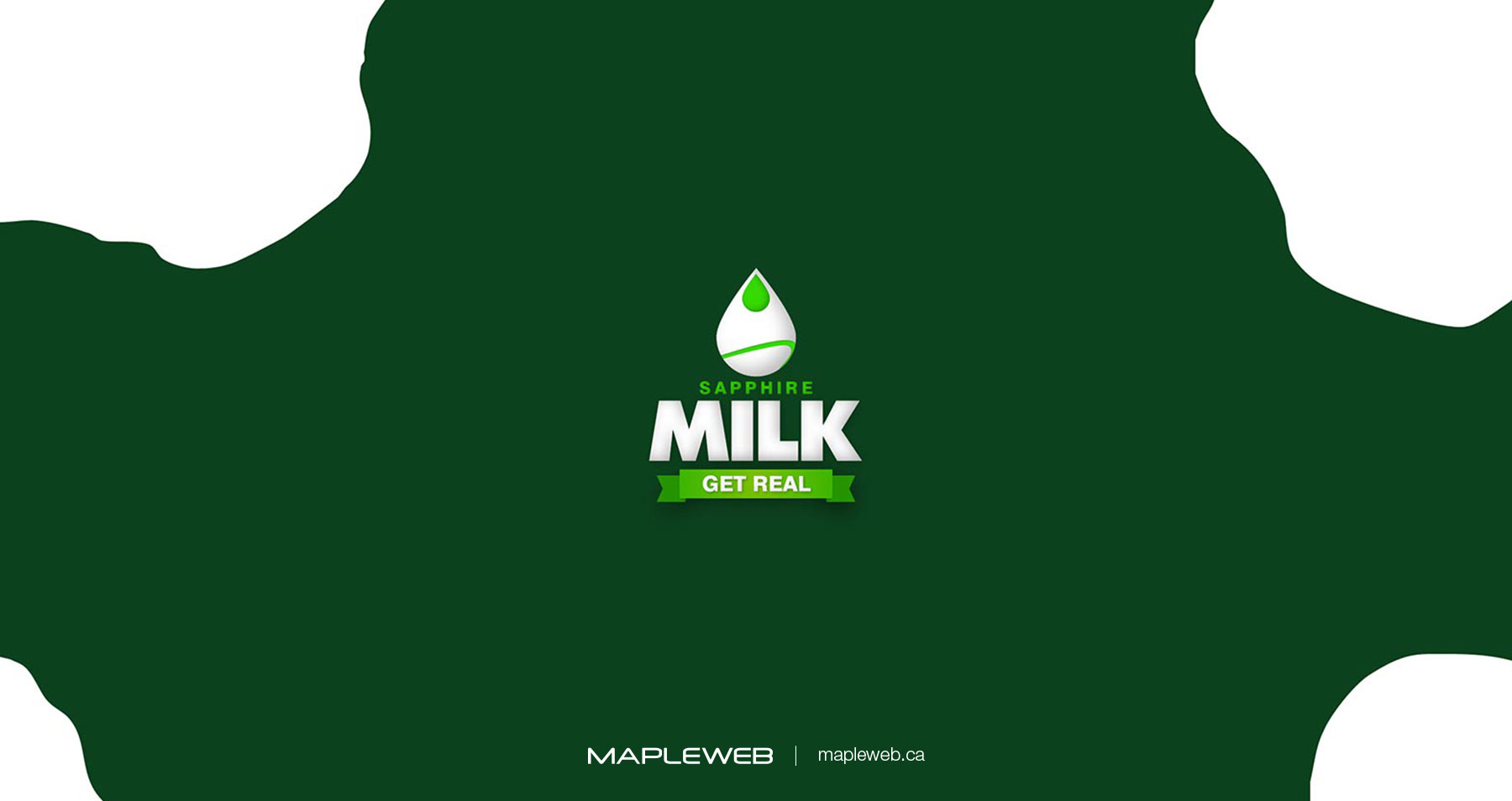 Sapphire Milk White Logo on Dark Green Mat Brand design by Mapleweb